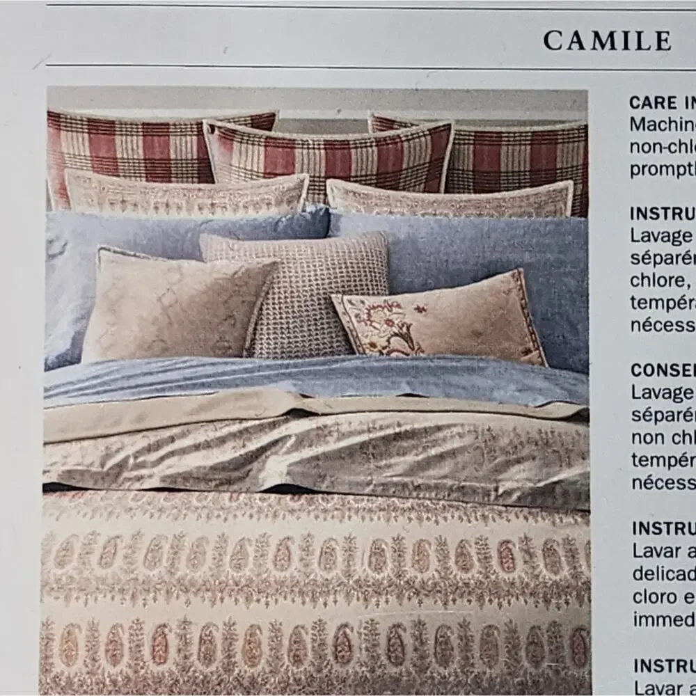 Ralph Lauren Red Plaid Camile Euro Pillow Sham NWT